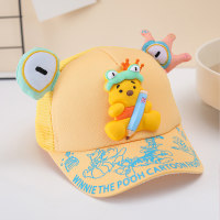 Gorro de protección solar con orejas pequeñas y bonitas de Winnie the Pooh para bebé de primavera y verano  Amarillo