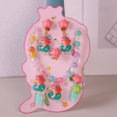 Süßes Haar-Accessoire-Set für Kinder im Meerjungfrauen-Ozean-Stil mit Prinzessinnen-Motiv