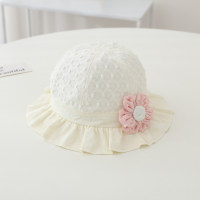 Children's spring and autumn thin cute super cute small flower sun hat  Beige