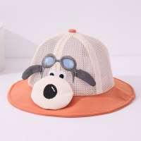 Baby spring and summer mesh glasses puppy fashion cute trendy basin hat  Orange
