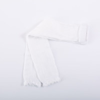 Leggings de nueve puntos sin caída de algodón peinado con encaje de color sólido transpirable de malla para niños  Blanco