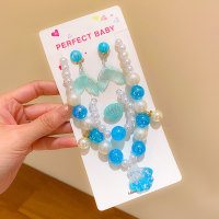 Children's cute ocean style shell bracelet baby girl jewelry 5-piece set  Blue