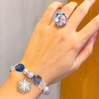 Kinder Frozen Cartoon Meerjungfrau Perlen Armband Ring Schmuck Set  Mehrfarbig