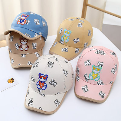 قبعة للأطفال بطبعة الدب قابلة للتهوية للحماية من الشمس