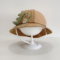 Chapéu balde infantil com padrão de dinossauro 3D fofo  Caqui