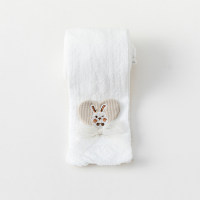 Leggings de nueve puntos de conejo de amor de encaje de malla transpirable fino de algodón de verano para niños  Blanco