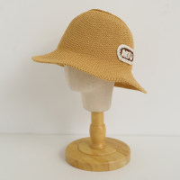 Children's summer sun protection breathable hollow top sunshade beach travel leisure all-match straw hat  Khaki