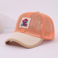 Berretto da baseball per bambini con protezione solare in rete con logo Spiderman primaverile ed estivo  arancia