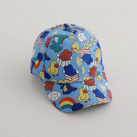 قبعة بيسبول للأطفال لفصلي الربيع والصيف بحافة مسطحة وطبعة الهيب هوب للوقاية من الشمس  متعدد الألوان