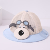 Baby spring and summer mesh glasses puppy fashion cute trendy basin hat  Light Blue