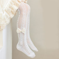 جوارب طويلة شبكية صيفية للبنات قابلة للتهوية على شكل نجمة خماسية  أبيض