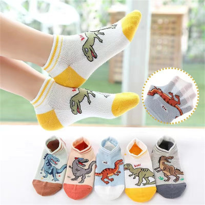 Calcetines para niños de 24 años, calcetines finos de malla de primavera y verano con dibujos de dinosaurios, calcetines transpirables a la moda para niños