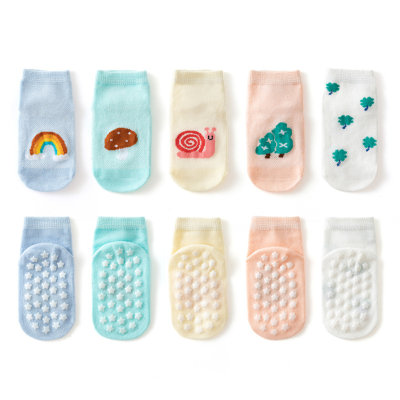 Calcetines de suelo para niños, calcetines refrescantes antideslizantes de primavera y verano para niños y niñas, calcetines finos de malla con puntos para bebés
