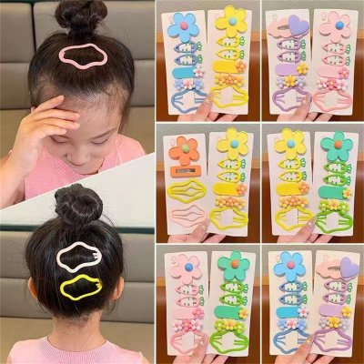 6-pack children's girl flower cloud suit girl side bangs clip baby back of the head hair clip hair accessories