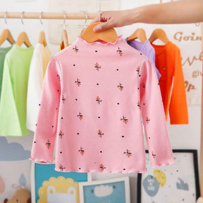 Baby Girl Allover Floral Pattern Mock Neck Long Sleeve T-shirt