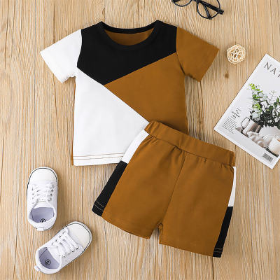 Baby Boy Short-sleeve Color-block  Top And Shorts