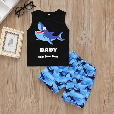 Toddler Shark Printed Vest & Shorts