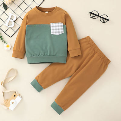Baby Daily Casual Color-block Pullover Long-sleeve  Sweater set