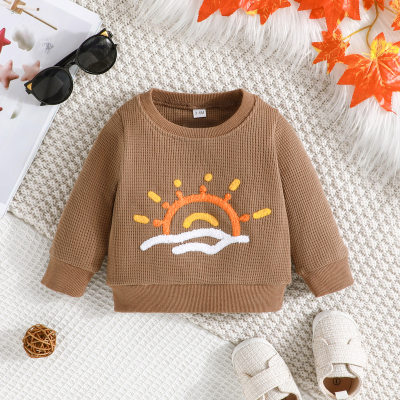 Baby Boy Embroidered Sun Pattern Long-sleeved Pullover Sweater