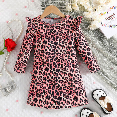 Toddler Girl Leopard Print Long Sleeved Dress