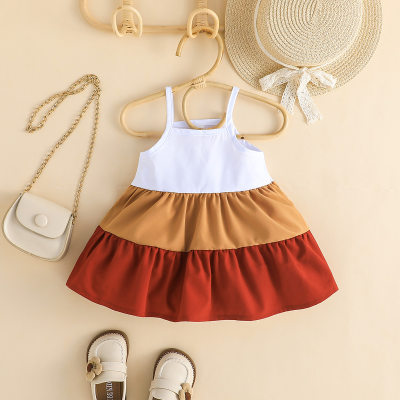 Baby Girl Color-block Suspender Skirt