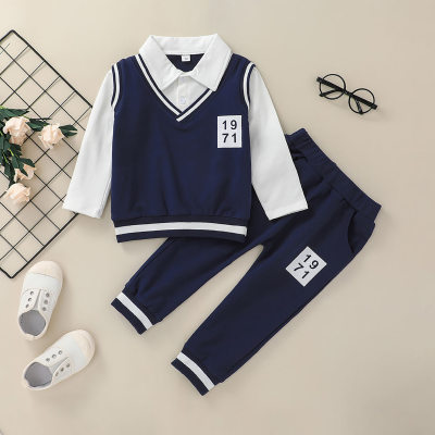 Toddler Preppy Style Long Sleeve Shirt & Pants