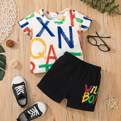 Baby Boy Casual Short-sleeve  Letter Print Top and Short