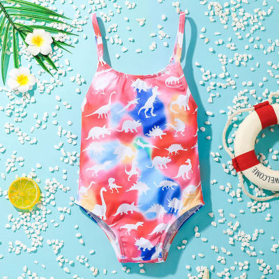 Toddler Girl Sweet Tie Dye Multi Coloured One-Piece Swimsuit