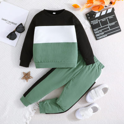 2-piece Toddler Boy Color-block Sweatshirt & Matching Pants