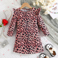 Toddler Girl Leopard Print Long Sleeved Dress  Leopard