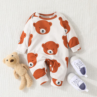 Baby Bear Printed Long-sleeved Long-leg Romper