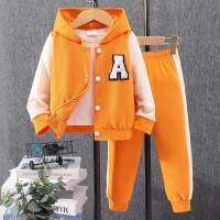 2-piece Toddler Boy Color Block Zip-up Hoodie & Matching Pants  Orange
