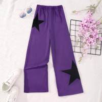 Medium and large children's casual star sweatpants  Purple