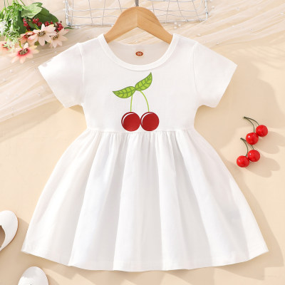 Toddler Girl Cherry Printed Short Sleeve Dress
