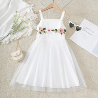 Summer style suspender mesh skirt  White