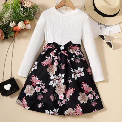 New autumn and winter girls elegant floral dress