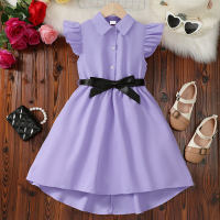 Girls' dress with flying sleeves  Light Purple