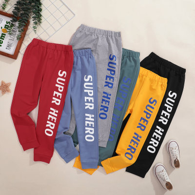 Kid Solid Color Letter Printed Sweat Pants
