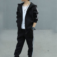 Kid Boy Hooded Casual Coat & Pants  Black