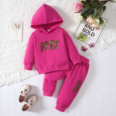 Baby Girl 2 Pieces Letter Pattern Hooded Sweater & Pants
