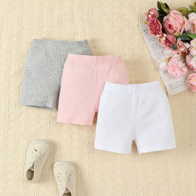 Baby Girl 3-pack Solid Color Knitted Shorts