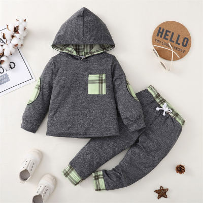 Toddler Letter Printed Solid Color Hooded Sweater & Pants