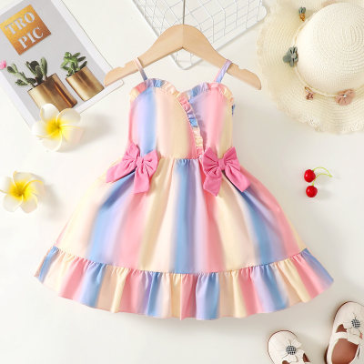 Toddler Girl Gradient Color Bowknot Decor Cami Dress