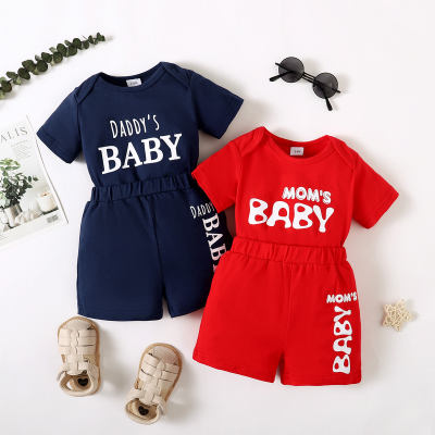 2-piece Baby Boy Letter Printed Short Sleeve T-shirt & Matching Shorts