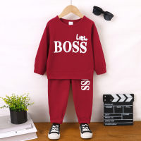 2-teiliges Sweatshirt mit Buchstabendruck für Kleinkinder und passende Hose  rot