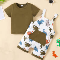 Dinosaur overalls suit  Army Green