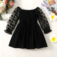 Toddler Polka Dot Long Sleeve Dress  Black