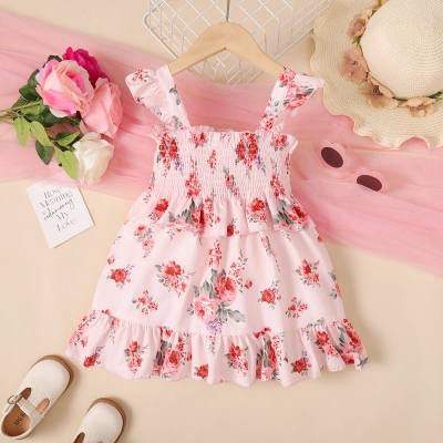 Toddler Girl Allover Floral Pattern Strap Dress