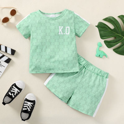 2-piece Toddler Boy Letter Printed Short Sleeve T-shirt & Matching Shorts