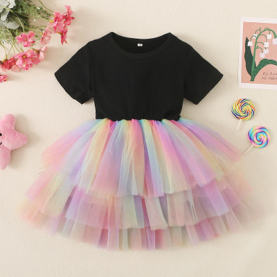 Toddler Girls Elegant Tie dye Layered Skirt Dress